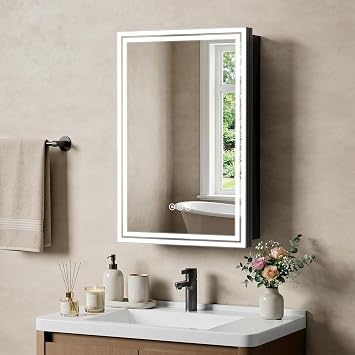 16"x24" LED Bathroom Medicine Cabinet, Lighted Medicine Cabinet Mirror