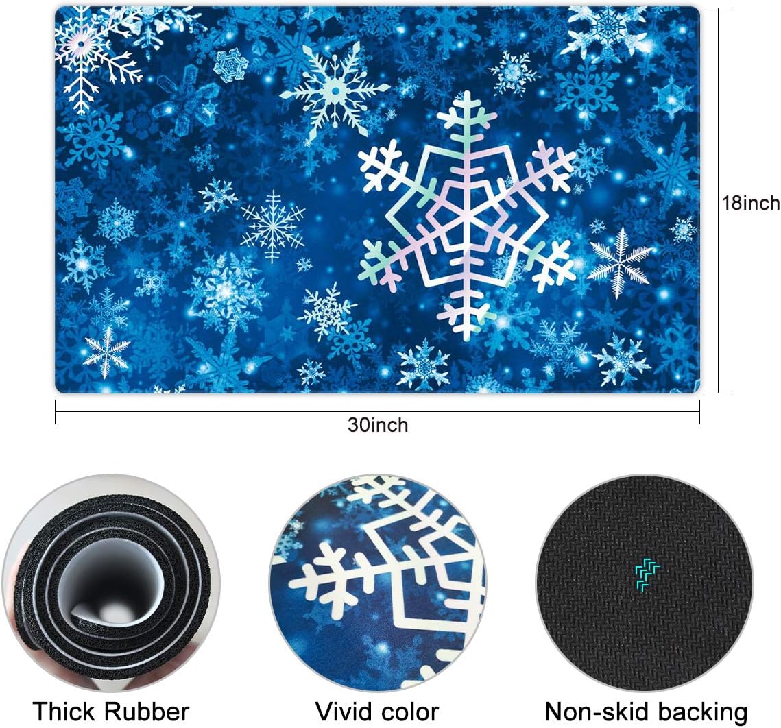 Morigins Winter Snowflakes Rubber Door Mat Deorative Let it Snow Indoor Outdoor Floor Mats 18x30 inch