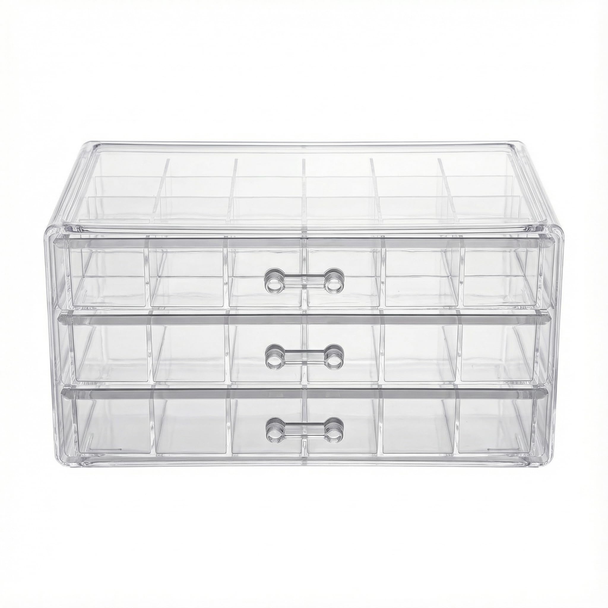 PNSXING Jewelry Organizer Large-Capacity 3-Tier 72-Grid - Perfect for Earrings, Necklaces, Rings & Beads (Clear)