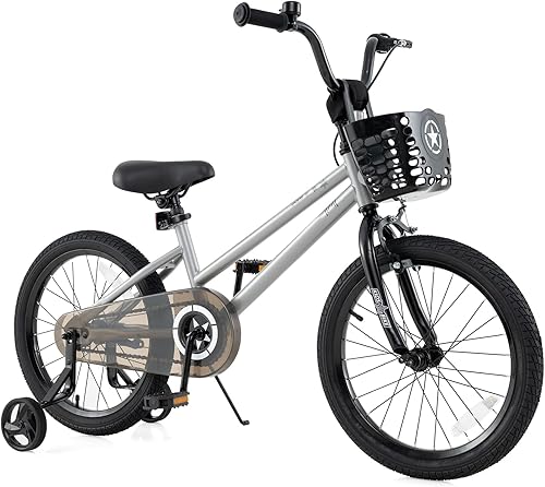 Miniatura 15 de BABY JOY Starry Bicicleta Infantil, 12, 14, 16, 18 pulgadas con ruedas de entrenamiento, canasta de almacenamiento, manillar y asiento ajustables,