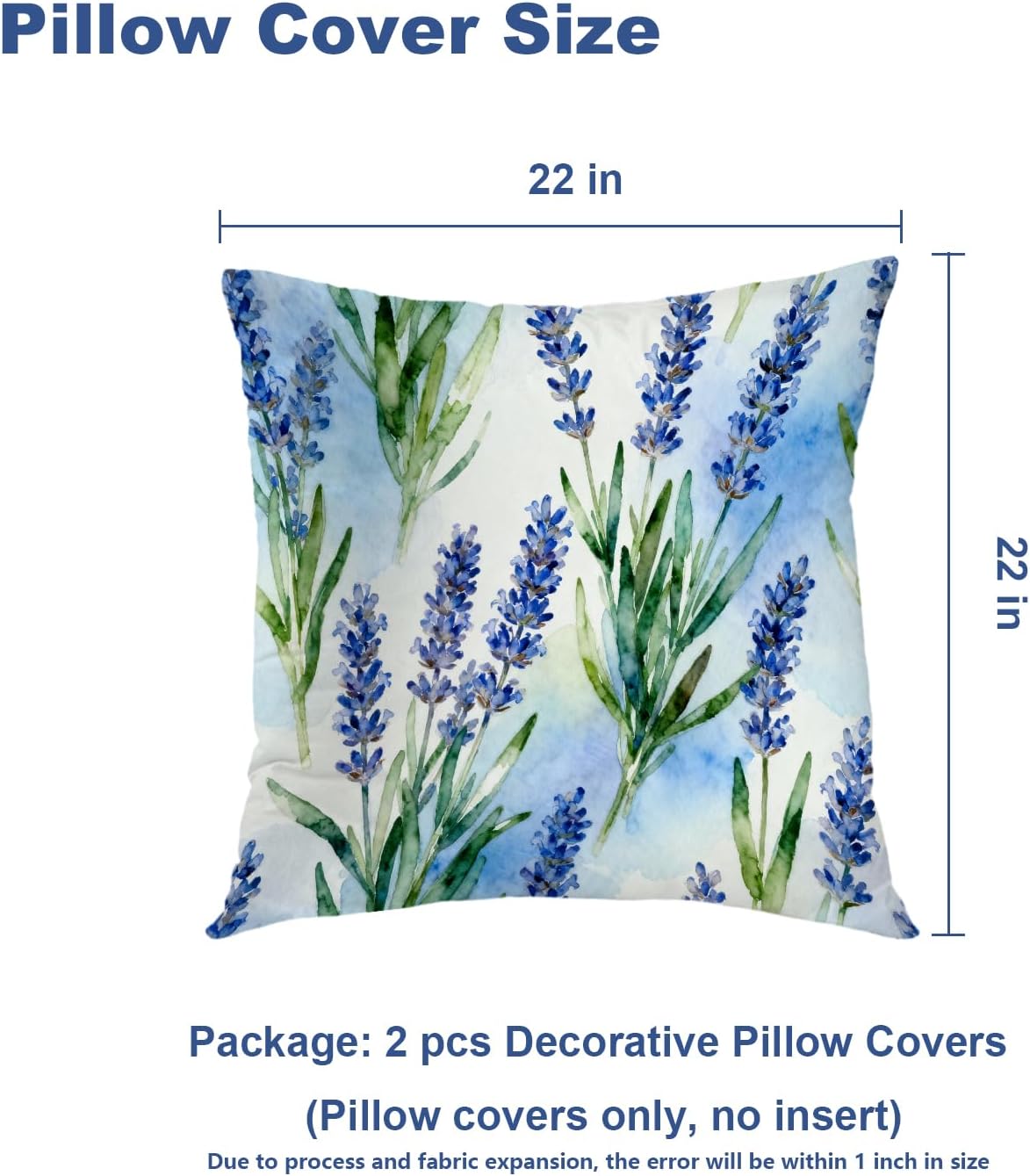 Batmerry Flower Decorative Pillow Covers 22x22 Inch Set of 2, Colorful Wildflower Flower in Watercolor Full Name of Cushion Throw Pillow Covers Outdoor Sofa Couch Bed Decor Pillowcase