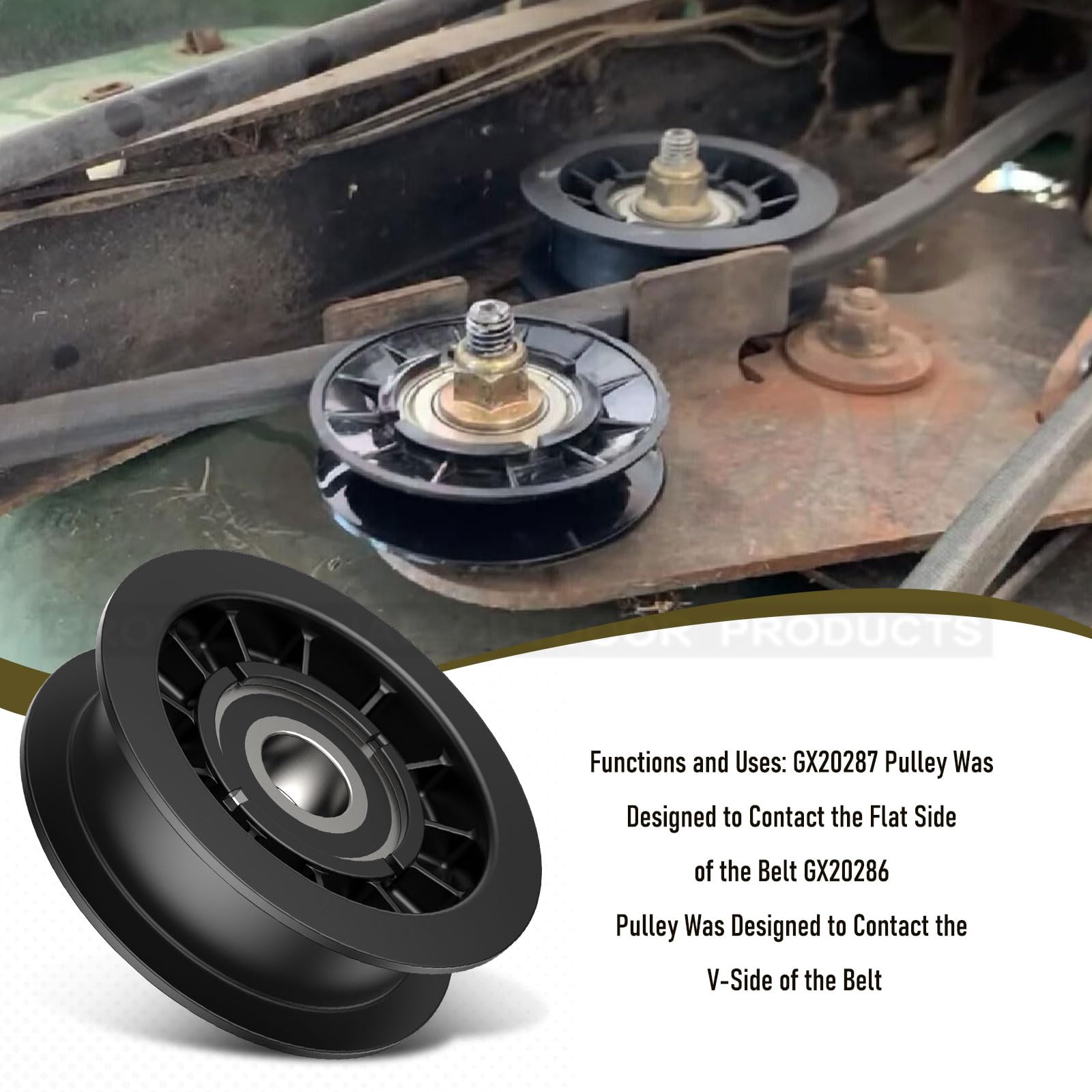 GX20286 GX20287 - Kit de polea plana y polea plana para J-OHN Deere Cortacésped Decks LA100 LA105 LA110 LA115 LA120, reemplaza a 1760097, 690409, 690409MA.