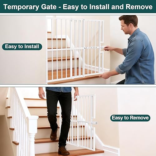 Miniatura 5 de Puerta para perros montada a presión de 10 segundos de instalación rápida para mascotas y niños, puerta de metal ajustable de 29 a 43 pulgadas de