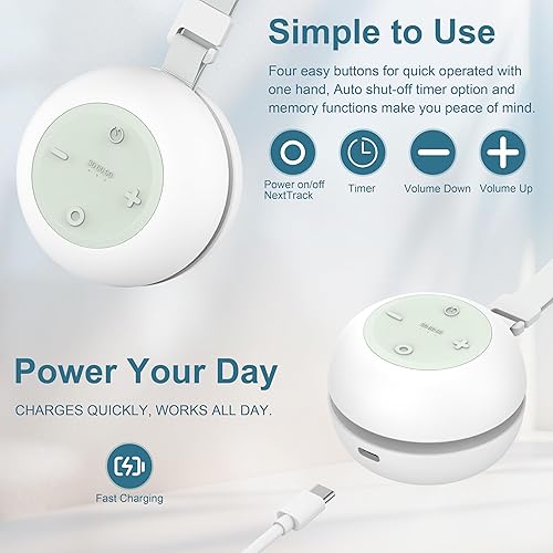 Miniatura 7 de Máquina de sonido portátil para bebés, niños y adultos, máquina de ruido blanco recargable por USB con función de temporizador, 18 sonidos suaves,