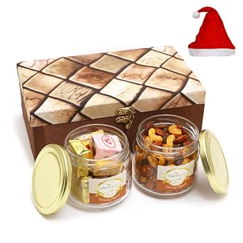 Jaiccha Ghasitaram Christmas Gifts Miracle Box of 2 Jars of Assorted Bites and Mix Dryfruits
