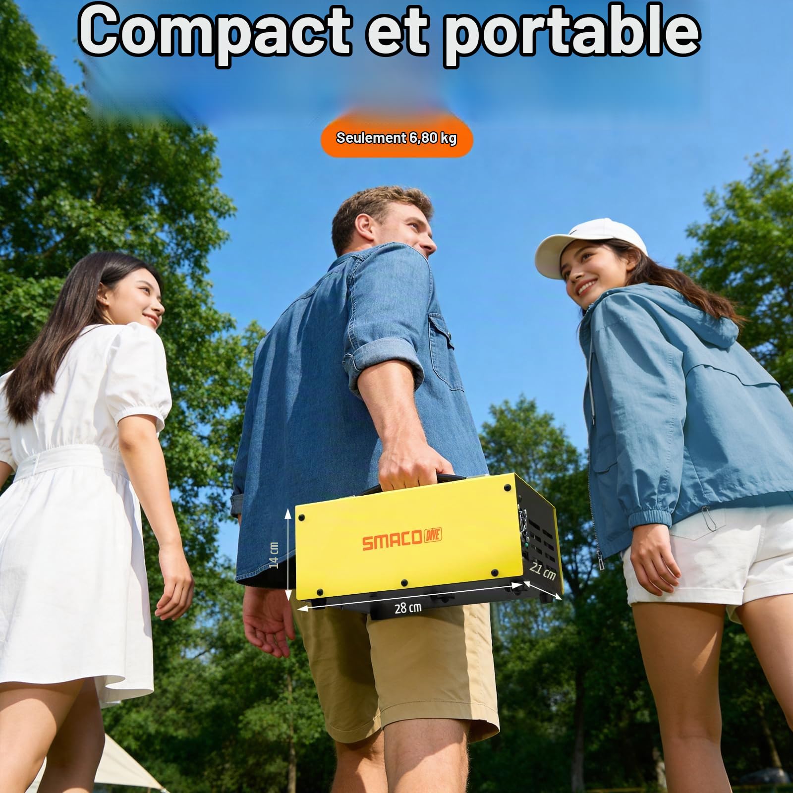 SMACO Compresseur d'air PCP 30MPa / 4500Psi, Pompe à Air de Haute Pression CC 12V & CA 110/220V, Arrêt Automatique, Sans Huile pour Pistolet à Air, Paintball, Mini Bouteille de Plongée