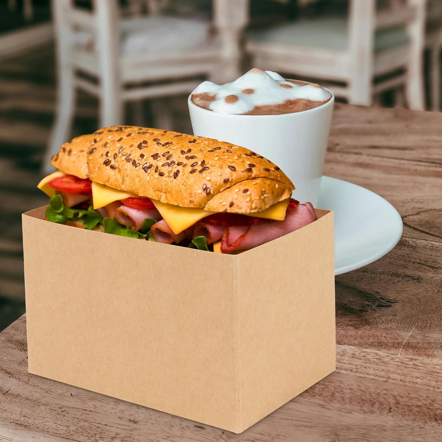 200 Pcs Sandwich Boxes Take Out Food Containers Paper Sandwich Packaging Boxes Toast Holding Bread Tray for Restaurant, Picnic and Party