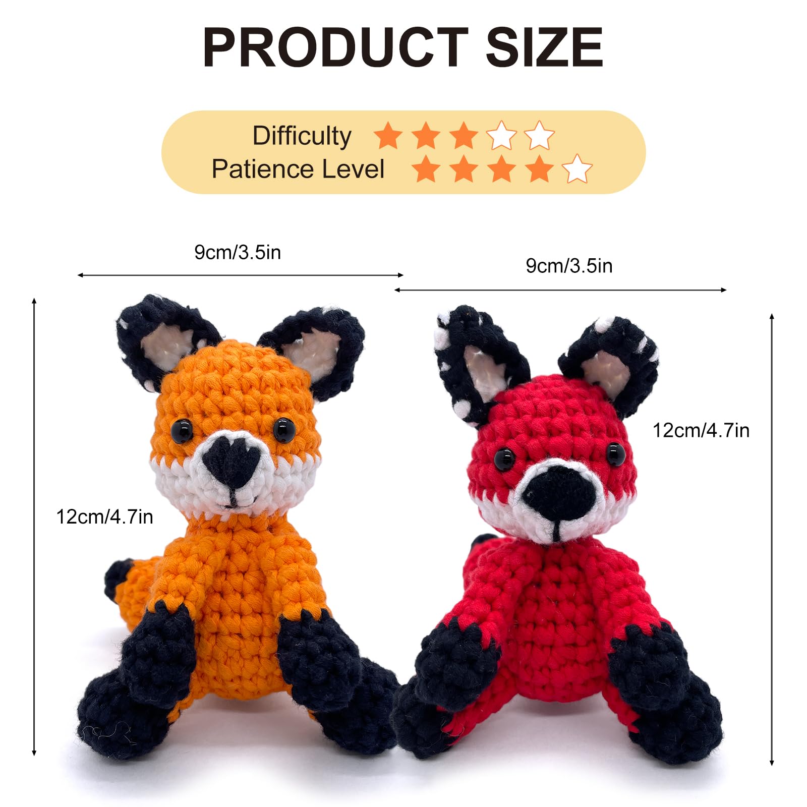 LOLCROCHET Kit de ganchillo Fox para principiantes y adultos