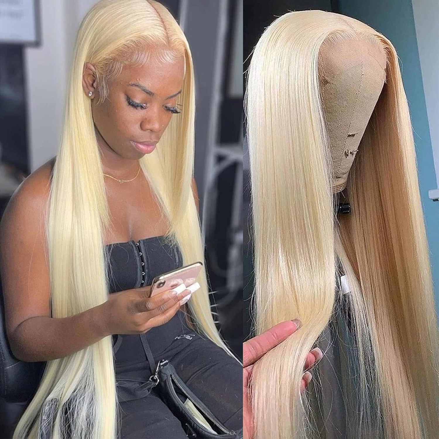 Lemoda Outlet Deals 613 13x5 Lace Front Wig Human Hair 200 Density Straight 613 Blonde Wig Human Hair Pre Plucked Natural Hairline 13x5 HD Transparent Lace Front Wigs for Women 18 inch