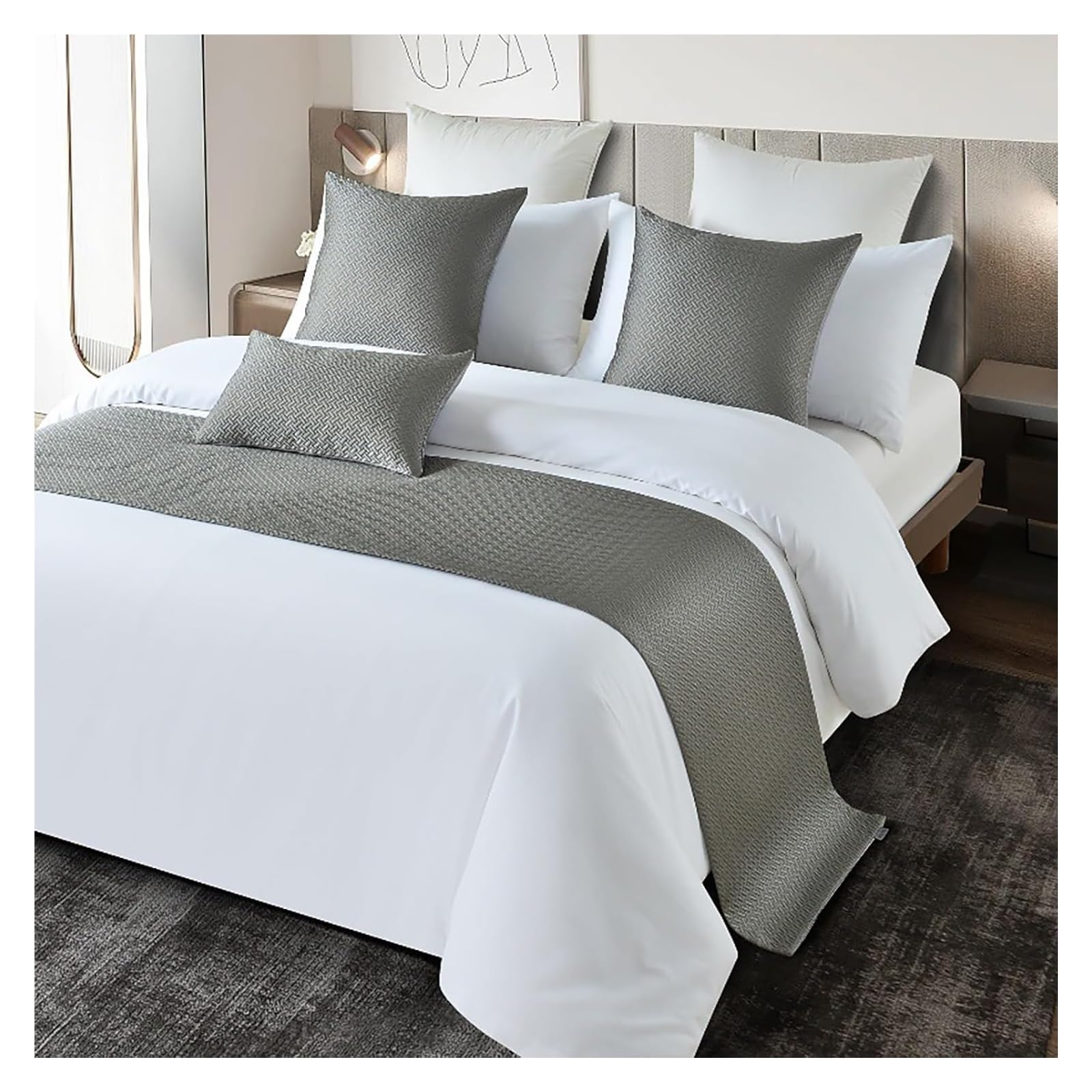 JFGCTYHXY Bed linen throws, Solid Color Bed Runners For King Size Carved Pattern Bedspread Scarf(Grijs,50 * 180cm for 120cm Bed)