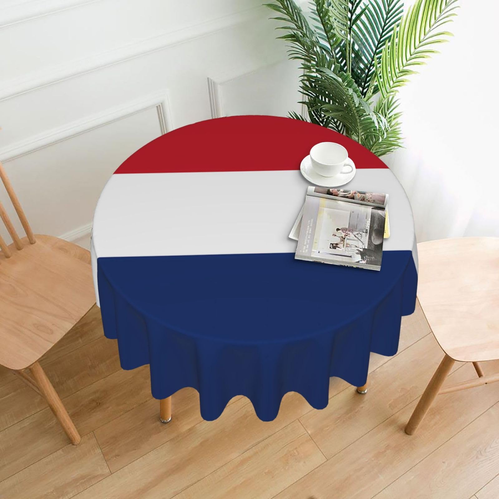 HLSBSSL Dutch flag Printed round decorative tablecloth, 60 inches, suitable for various tables in the living room, dining room, coffee table, etc.