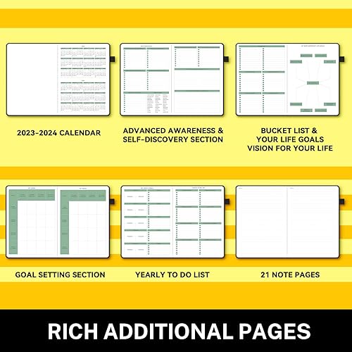 Miniatura 5 de ALLTREE - Agenda semanal sin fecha, semanal y mensual para alcanzar tus objetivos, agenda de tapa dura con 53 semanas, agenda de lista de tareas