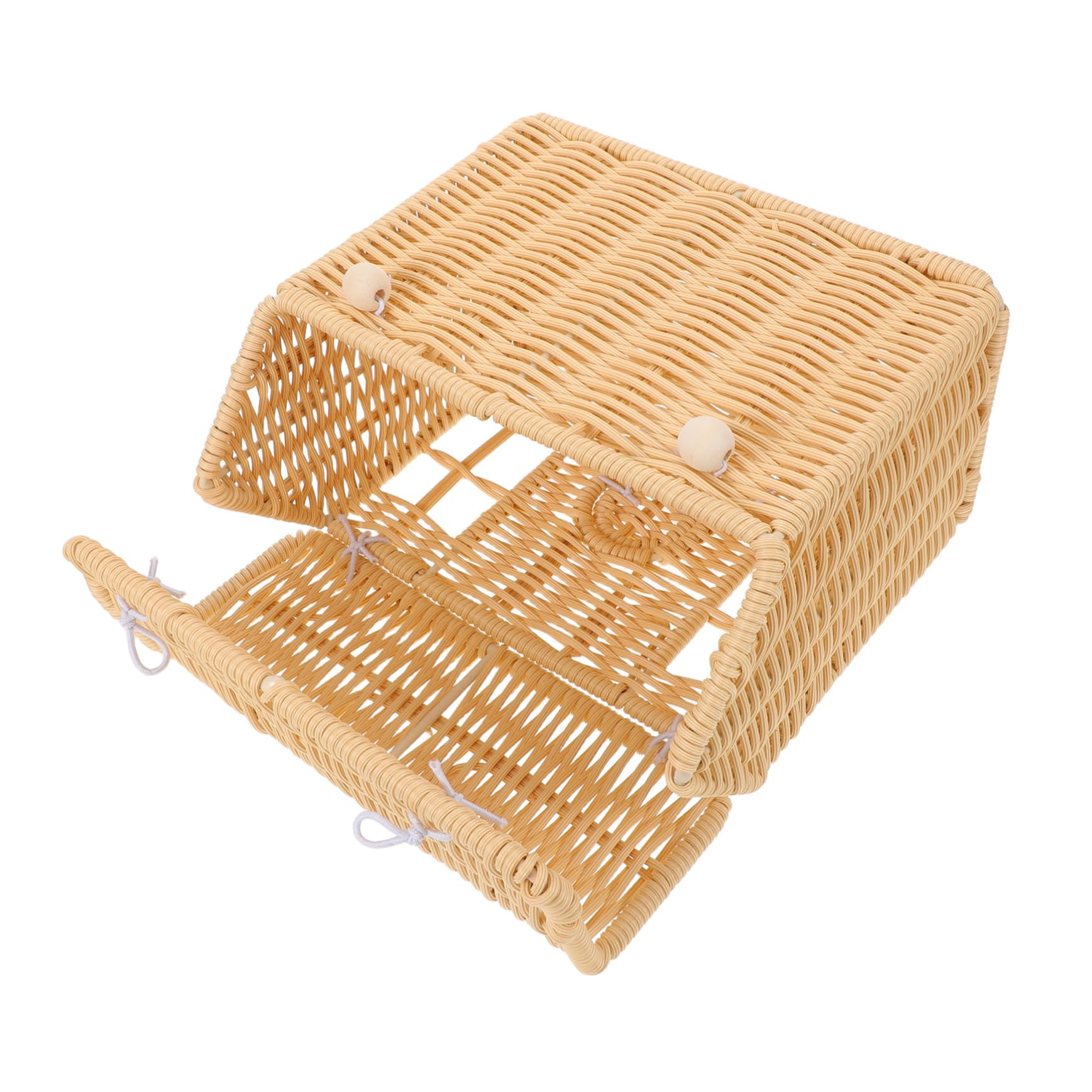 LABRIMP Cesta De Dulces Navideña Tejida Mano Cesta De Ratán Sintético Con Asa Decorativa Para Showers Festividades y Regalos