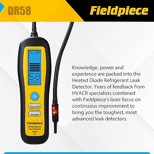 Miniatura 4 de Fieldpiece - Detector de fugas de refrigerante de diodo calentado DR58 - Sniffer de fugas ultra sensible con pantalla LCD Backlite grande -
