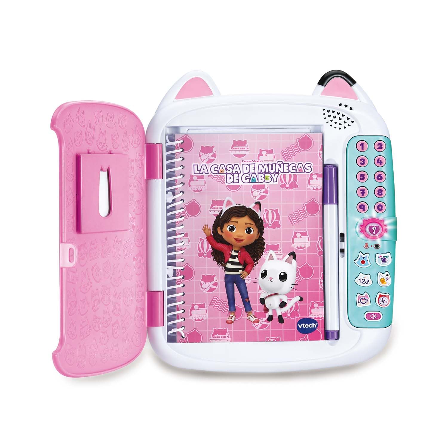VTech - KidiSecrets Diario Secreto Gatástico La Casa de Muñecas de Gabby, Juguetes Electrónicos Niños +4 Años, Candado de Voz, Pantalla LCD, Grabación y Juegos Educativos, Versión ESP