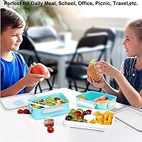 Vista 7 de Paquete de 3 cajas de almuerzo para ensalada, contenedor de almacenamiento de alimentos de 47 onzas Bento Box To Go con tapas, recipientes