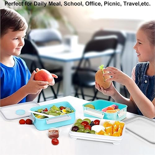 Miniatura 7 de Paquete de 3 cajas de almuerzo para ensalada, contenedor de almacenamiento de alimentos de 47 onzas Bento Box To Go con tapas, recipientes de