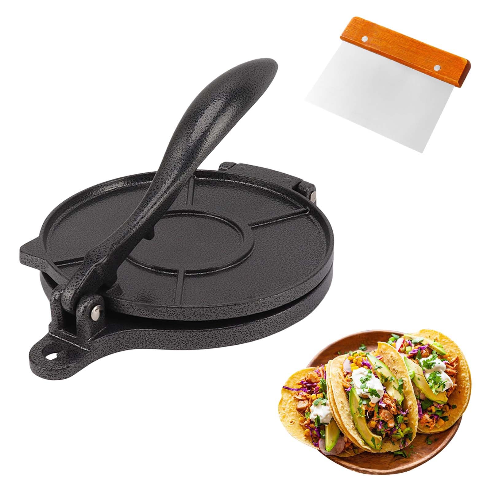 20 cm Machine à tortillas, avec manche en bois, raclette à poudre,Presseà tortillas,Presseà tacos lourde,Presseà moulerpresseà pâtisserie pour tortillas, peut être utilisé pour faire des crêpes.