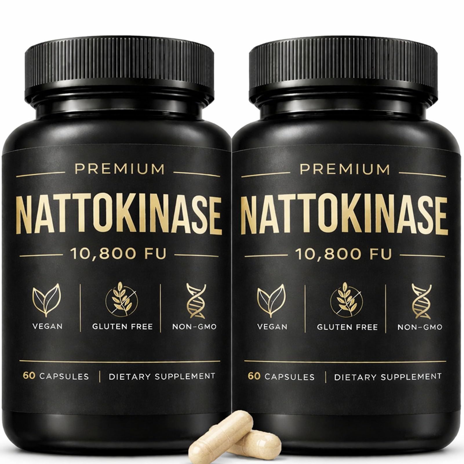 Nattokinase - 10800 FU 𝐒𝐮𝐩𝐩𝐥𝐞𝐦𝐞𝐧𝐭, 60 Capsules (2 Bottle)
