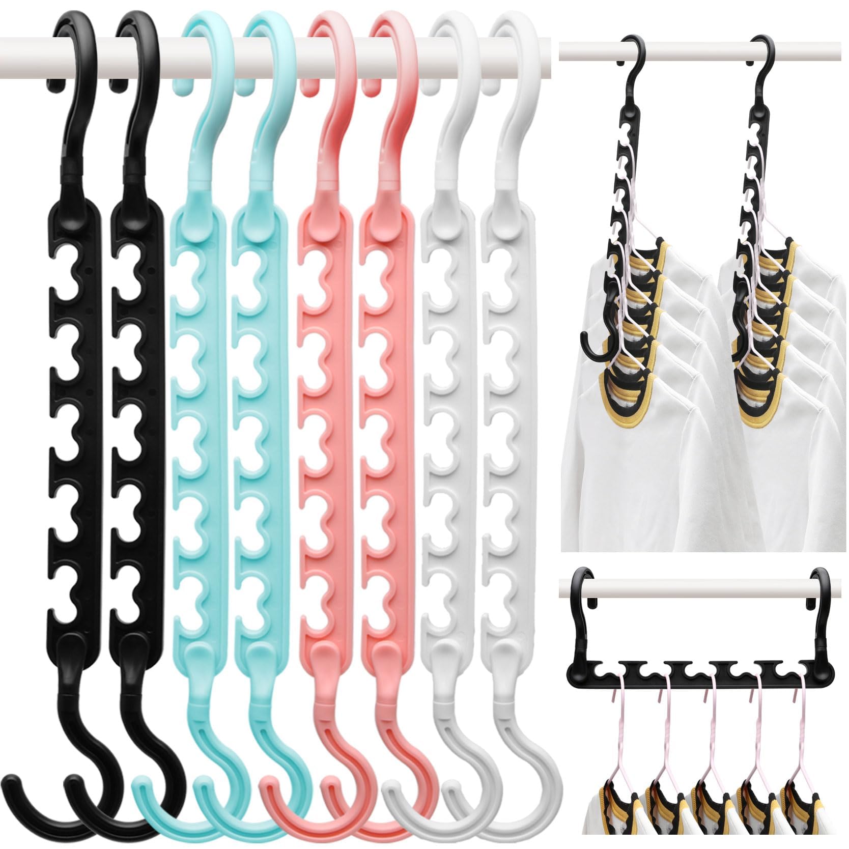 8-Pack-Closet-Organizers-and-Storage,Sturdy Organization-and-Storage-Hangers-Space-Saving for Wardrobe,Dorm-Room-Essentials for College Students Girls Smart Clothes Hanger Apartment Essentials