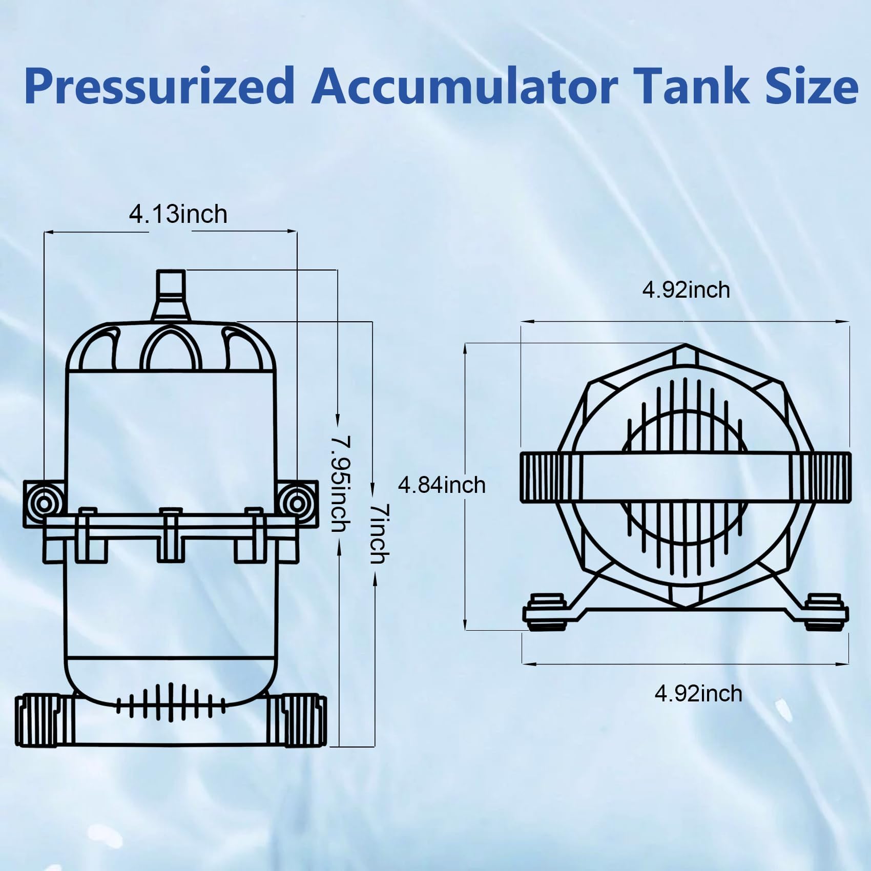 Tanque acumulador prepresurizado, tanque acumulador RV 0.75L Max 125PSI, ajuste de puerto 1/2 MNPT, vejiga interior de control de flujo, ciclo de bomba reducido, adecuado para RV, barco, remolque de