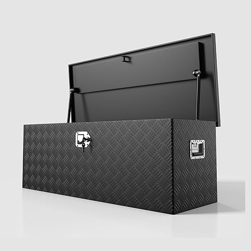 Miniatura 12 de Caja de herramientas para camión de 48 pulgadas, caja de herramientas de remolque con cerradura y llaves, caja de herramientas de cofre de camión de