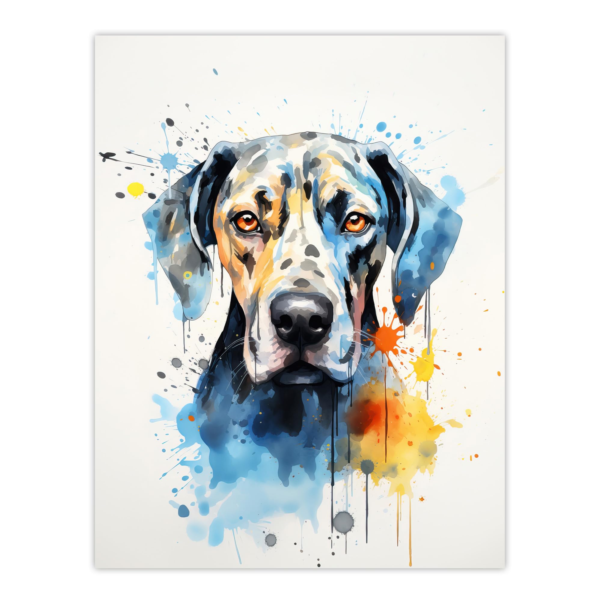 Artery8 Great Dane Lovers Gift Watercolour Pet Portrait Painting Artwork Extra Large XL Wall Art Poster Print