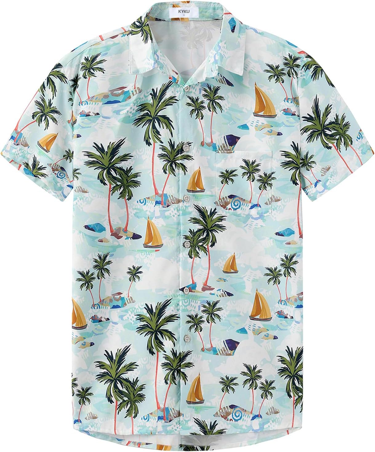 KYKU Hawaiian Shirt for Men: Beach Vacation Summer Short Sleeve Button Down Mens Shirts Casual Stylish - Image 3