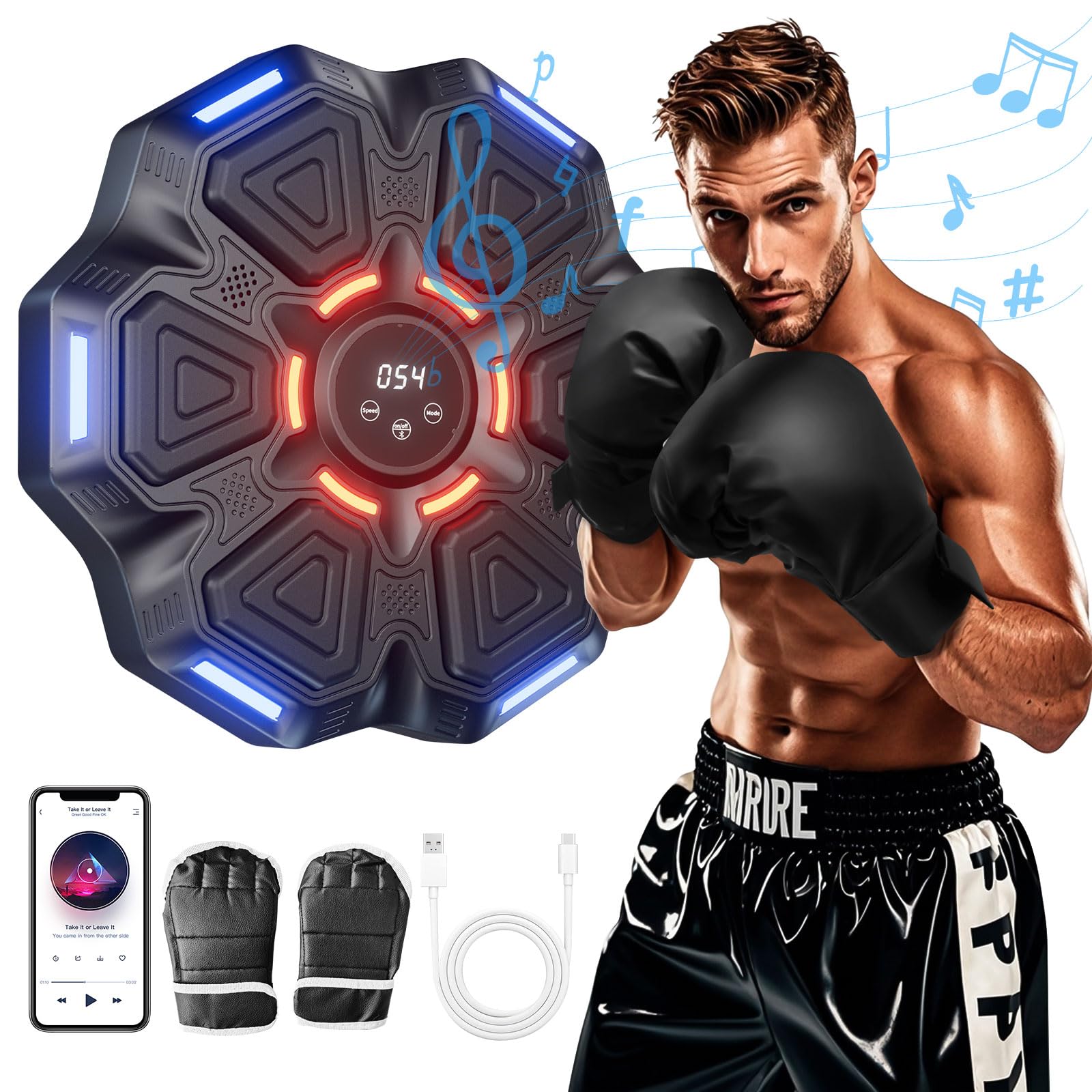 Music Boxing Machine, Music Punching Machine, Musical Boxing Machine with Gloves, Wall Punching Pad for Boxing Musicn, Music Boxing Machine for Adults, Kids, Women, Gift for Kid