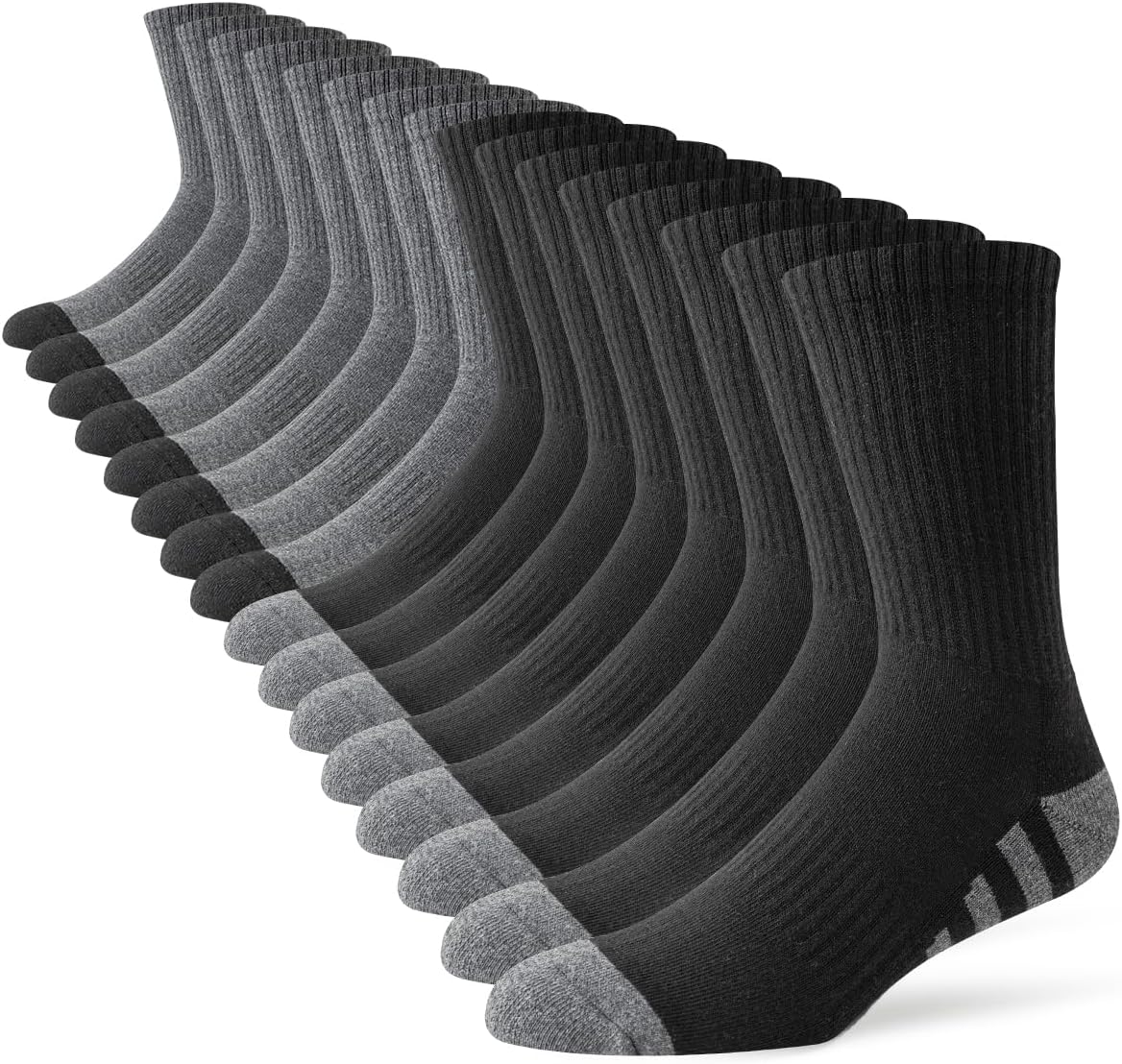JOYNÉE 8 Pairs Mens Crew Work Cushion Socks Long Athletic Running Socks Workout Breathable Socks
