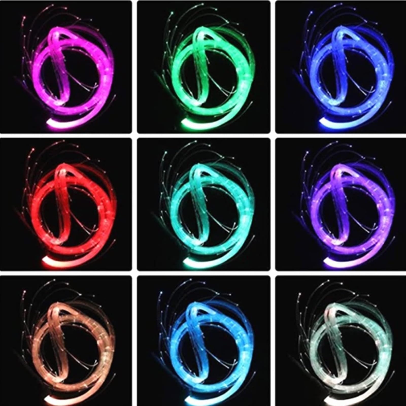 MDybf Frusta in Fibra Ottica a LED, Frusta da Ballo in Fibra Ottica da 6 Piedi, Giocattolo Rave Luminoso Super Luminoso Girevole a 360°, 10 Colori 36 Effetti Che cambiano Colore