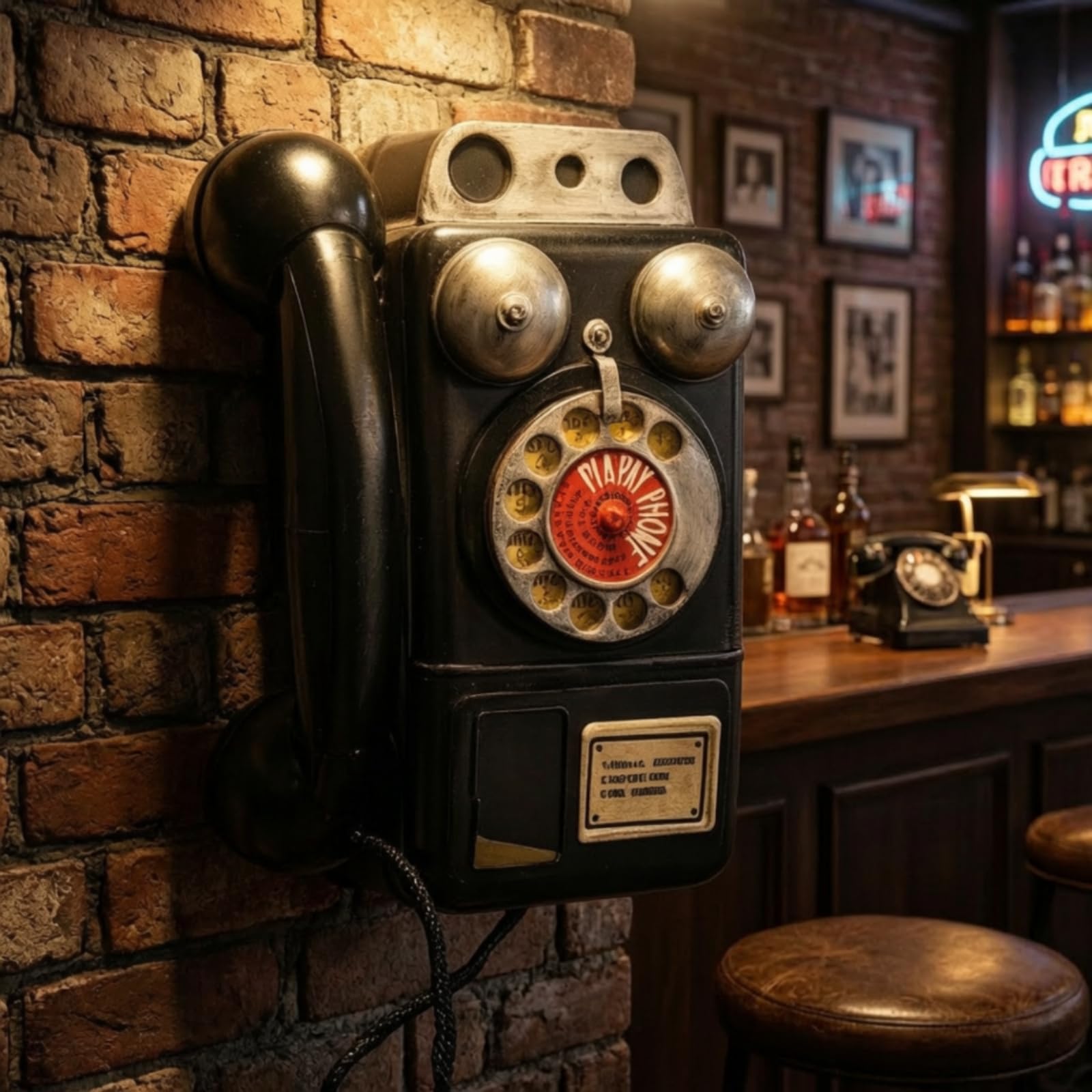 Teléfono Vintage Pared Clásico Teléfono Pared Antiguo Compacto para Pubs
