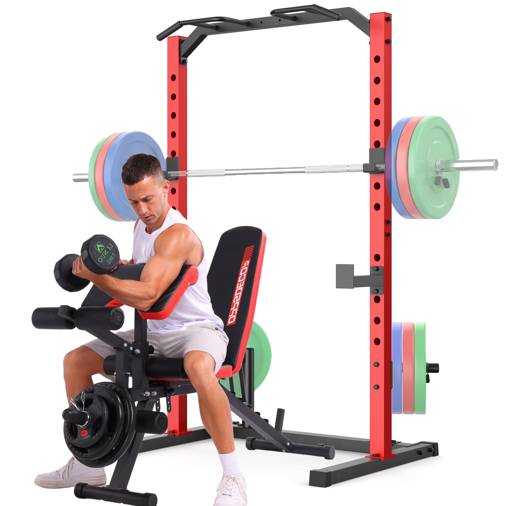 OPPSDECOR Power Cage Power Rack, Multi-Functional Weight Cage with More Training Attachments, Heavy-Duty Construction Squat Rack for Home Gym