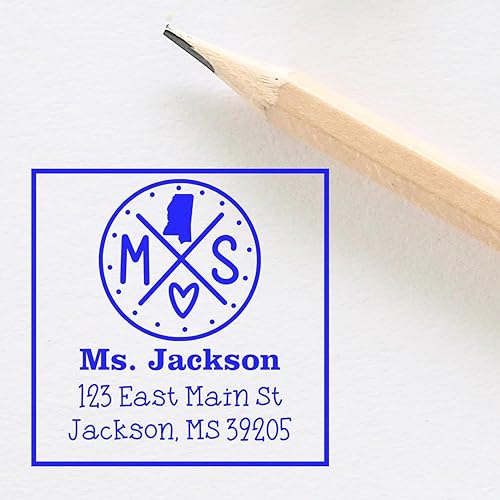 Miniatura 26 de Texas State Love - Sello de dirección cuadrado, uso con almohadilla de sellos, sello de correo de Texas, tamaño 1-5/8 pulgadas Manija