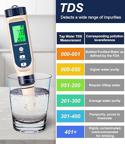 Miniatura 6 de Medidor H4-TDS, medidor digital de agua, medidor de temperatura EC TDS 3 en 1, medición conveniente y precisa 0-9990pm para hidroponía, agua del