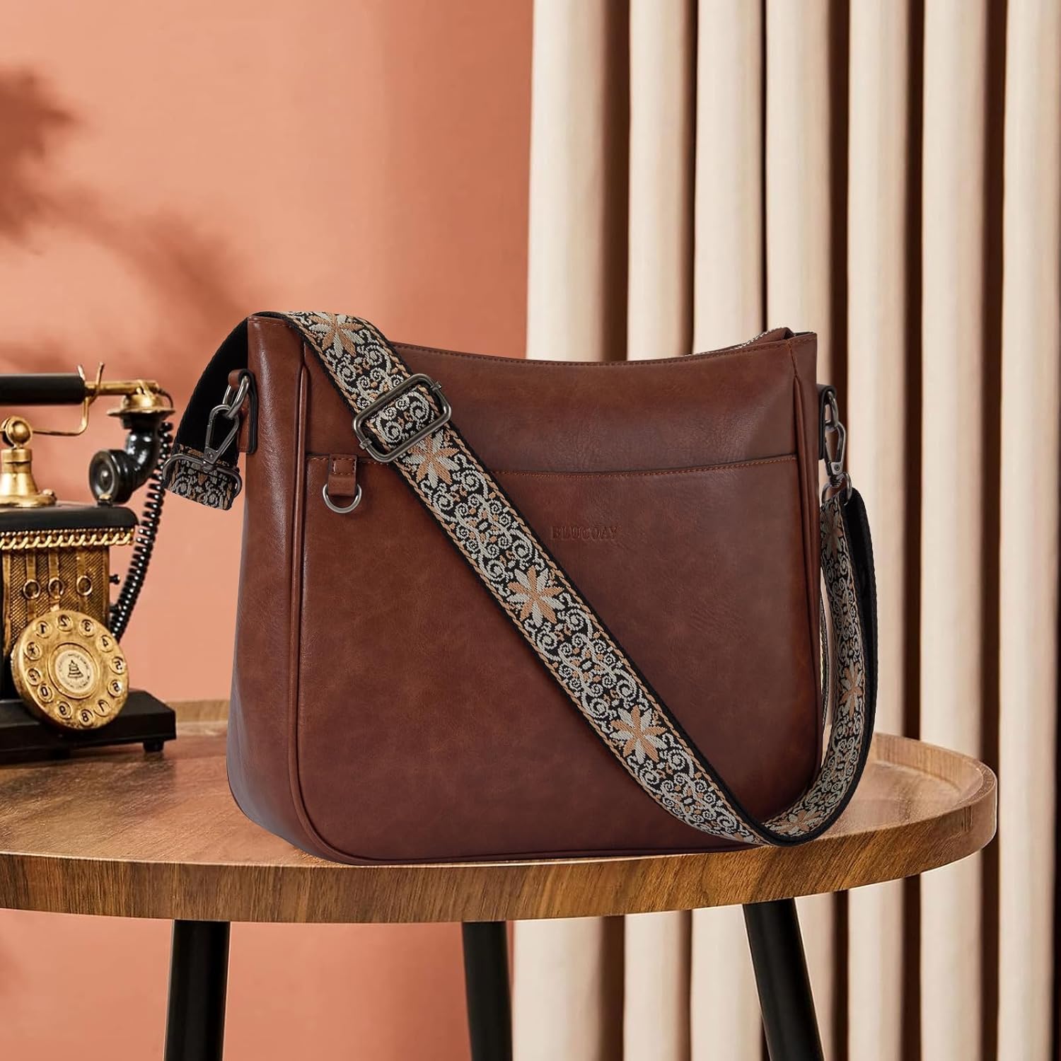 2PCS/Set Crossbody Bags for Women,Vegan Leather Hobo Purse Wallet For Women Set,Shoulder Bags With 2 Adjustable Strap