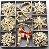 ScandinavianShoppe Straw Ornament Assortment - 34 pc, Natural, H1-1705