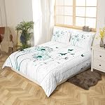 Dandelion Art Bedding Set Queen,Green Butterflies Comforter Cover for Boys Girls,Kids Farmhouse Wood Duvet Cover Set Vintage Flowers Bedspread Cover Teens Bedroom Decor Bed Collection(No Comforter)