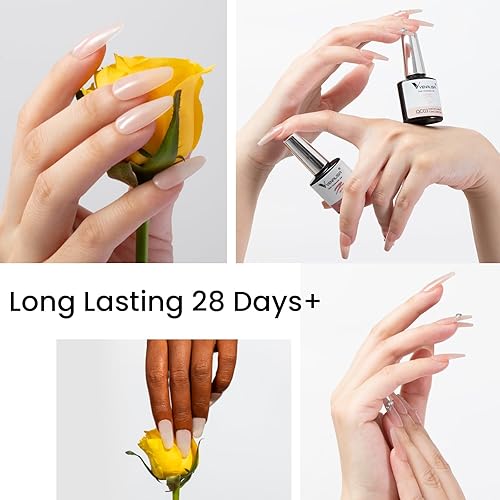 Miniatura 7 de VENALISA - Juego de esmaltes de uñas de gel gel para uñas, color rosa nude, 6 colores neutros, transparentes, blanco lechoso, kit de manicura, arte