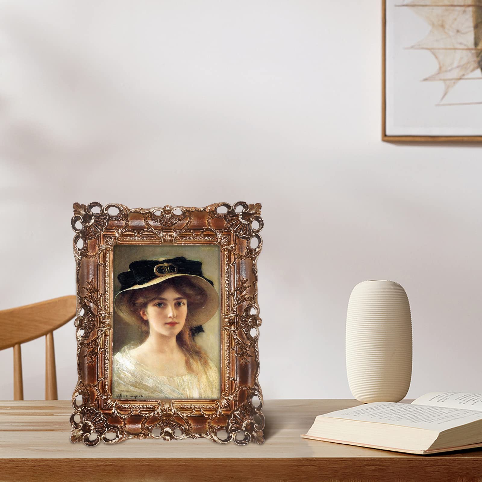 iAmoy 5x7 Picture Frame Antique Picture Frames 5x7, Bronze Photo