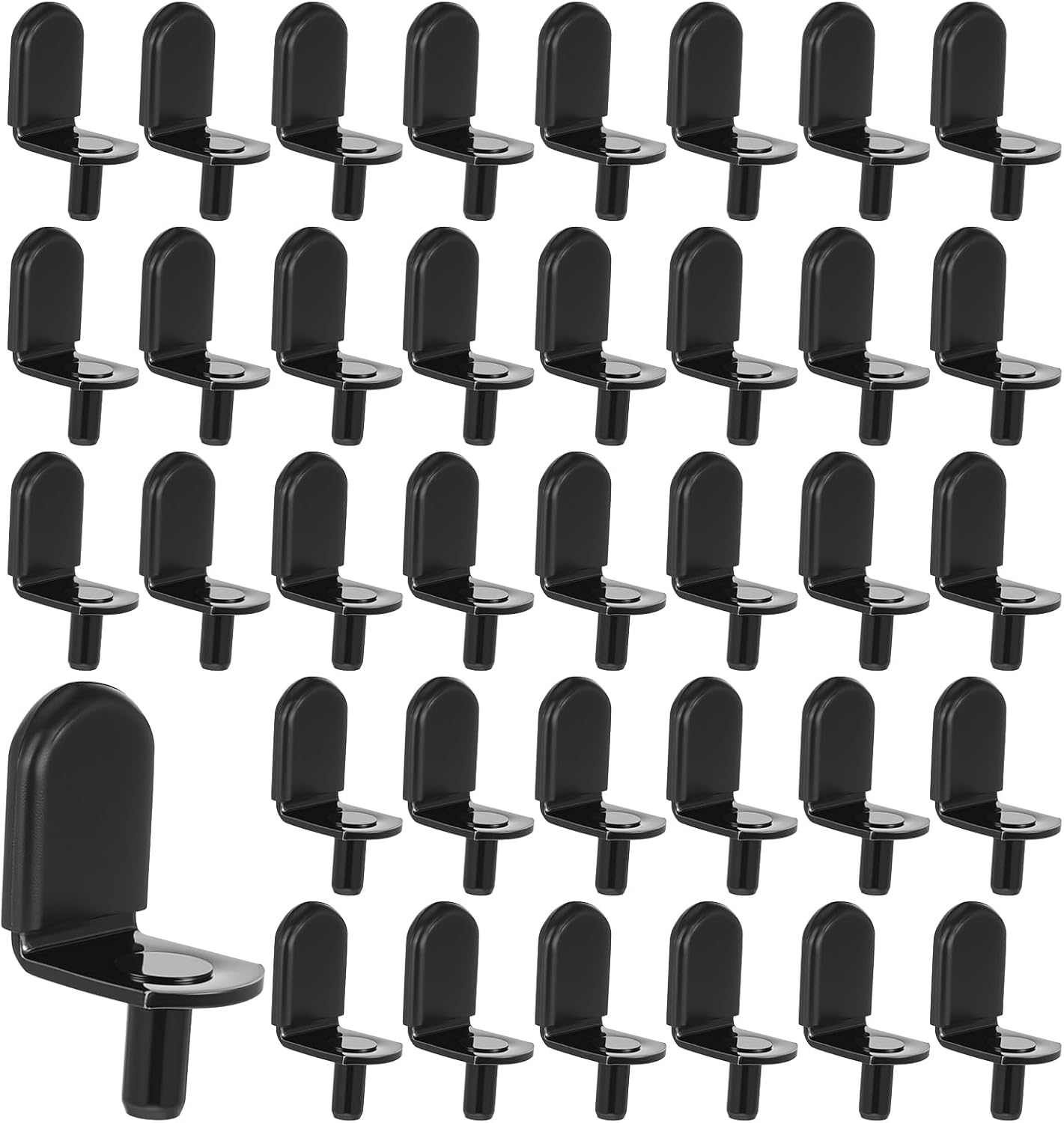 100Pcs Shelf Support Pegs Cabinet Shelf Pins L-Shaped Pins Style Metal Adjustable Shelving Pegs with Rubber Sleeve for Wood Shelving Cabinet Bookcase (5mm)