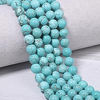 Vista 5 de 100 cuentas redondas sueltas de piedra turquesa natural de 0.236 pulgadas (0.236 in) para fabricación de joyas con cordón elástico de cristal