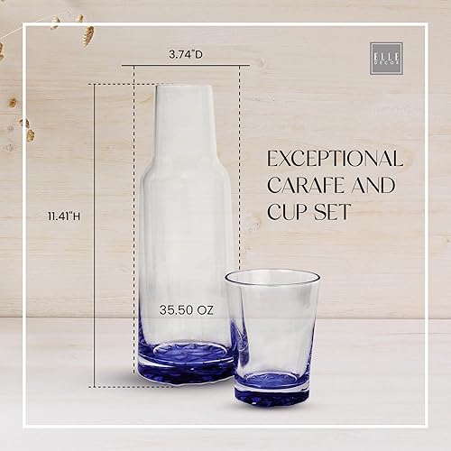 Miniatura 4 de Elle Decor Jarra de agua de cabecera con vaso, jarra de 35 onzas y vaso a juego | Usa la taza como tapa para jarra, decoración del hogar para