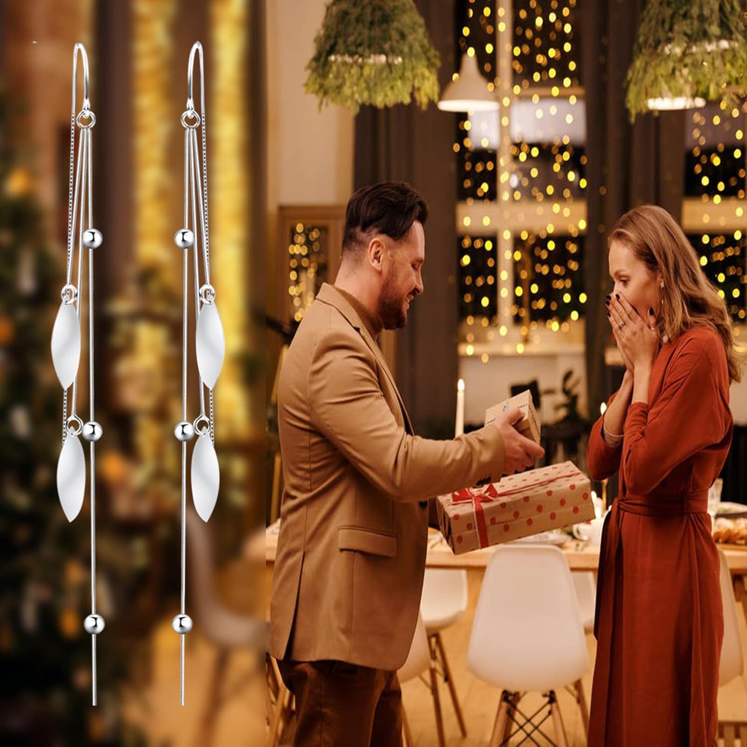 POPLYKE 925 Sterling Silver Threader Earrings for Women Sterling Silver Through Long Chains Earrings Jewelry Gifts for Women - Image 6