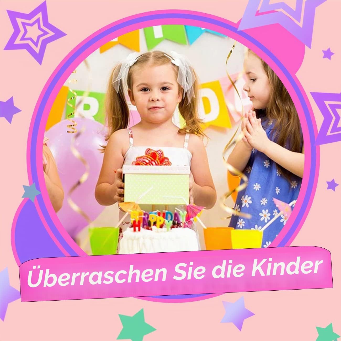 PinkSheep Einhorn Mädchen Ringe in a Geschenk Box, Verstellbar, Keine Duplikation, 24 Stück Mädchen Pretend Play und Dress Up Ringe