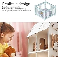 Vista 2 de Casa de muñecas de madera a escala 1:12, cama de bebé, casa de muñecas en miniatura, mini accesorios de muebles con colchón cama cuadrada, regalo