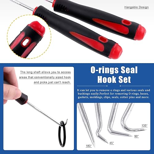 Miniatura 5 de Glarks Juego de 225 alicates de anillo de presión resistentes, alicates de mandíbula rectos y doblados y anillos de retención de clip interno