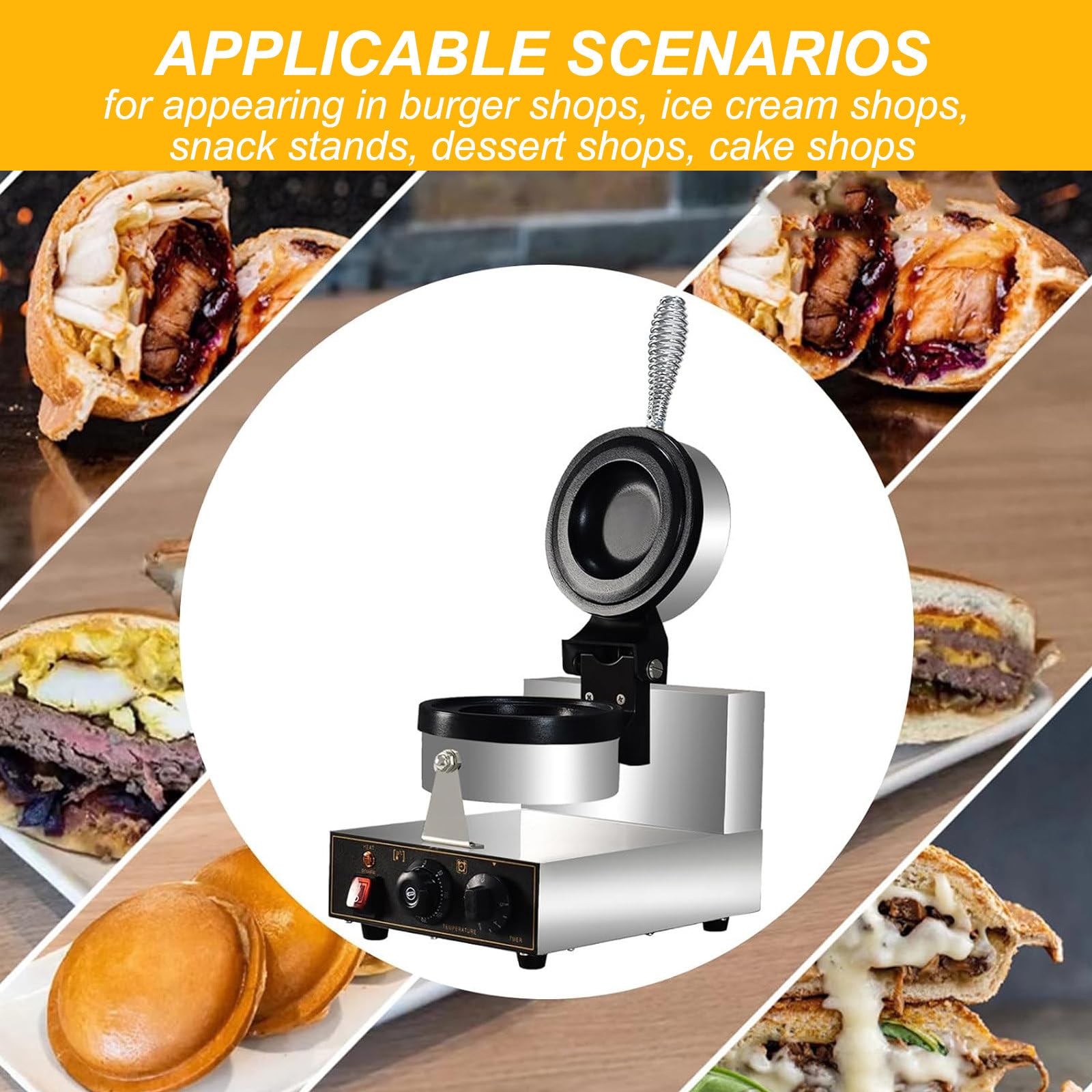 Pressa per Sandwich Riscaldante Bifacciale, Macchina per Hamburger con Ripieno di Gelato, Macchina Elettrica per Panini, per Uso Domestico O Commerciale,220V