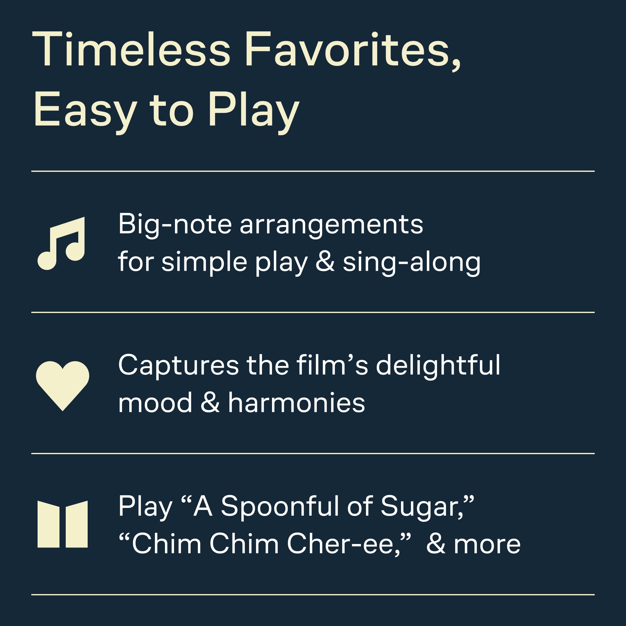 Mary Poppins – Big Note Piano Songbook | 11 Classic Songs from the Disney Movie with Easy Arrangements and Lyrics | Hal Leonard Sheet Music for Beginners and Advanced Players