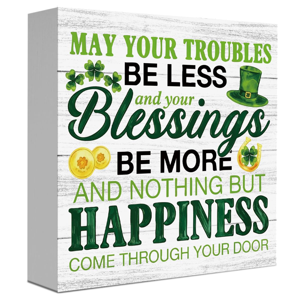 St Patricks Day Shamrock Decor Religious Irish Blessing Decorations for Home Office Desk Tabletop Decor Irish Gifts for Women Men May Your Troubles Be Less And Your Blessings Sign 5 X 5 Inches